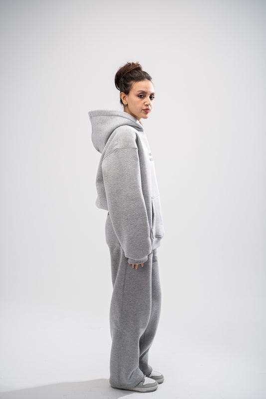 Printed Grey Oversized Hoodie