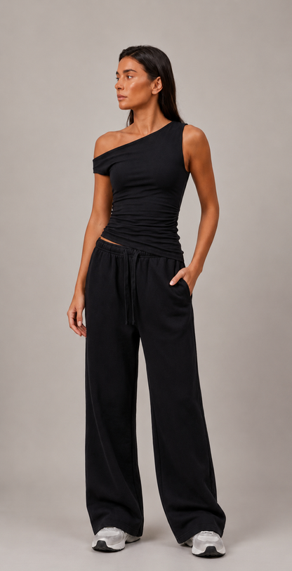 BLAQ Basic Off Shoulder Tee | Double Layered