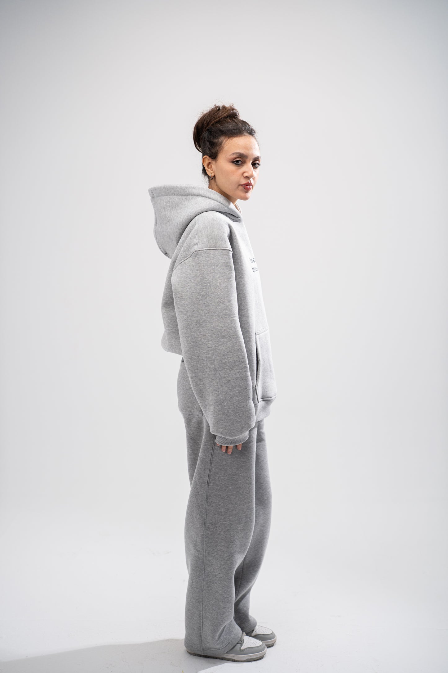 Printed Grey Oversized Hoodie