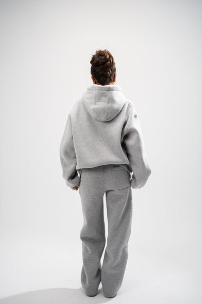 Printed Grey Oversized Hoodie