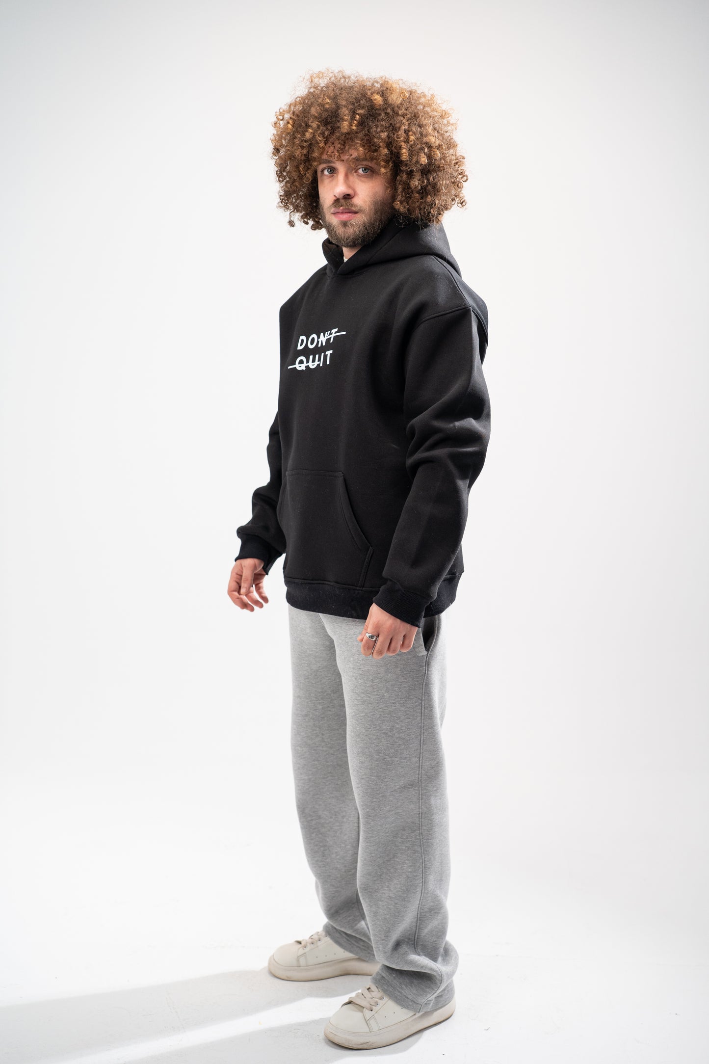 Printed Black Oversized Hoodie