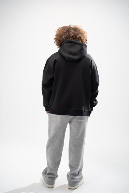 Printed Black Oversized Hoodie