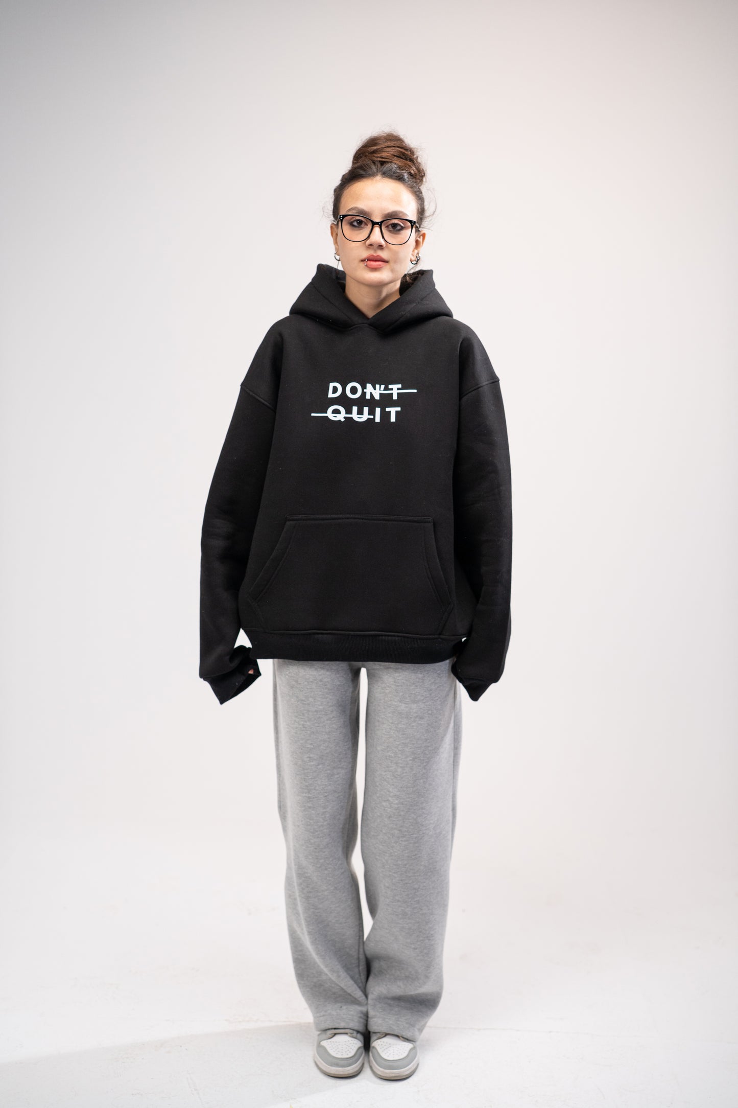 Printed Black Oversized Hoodie