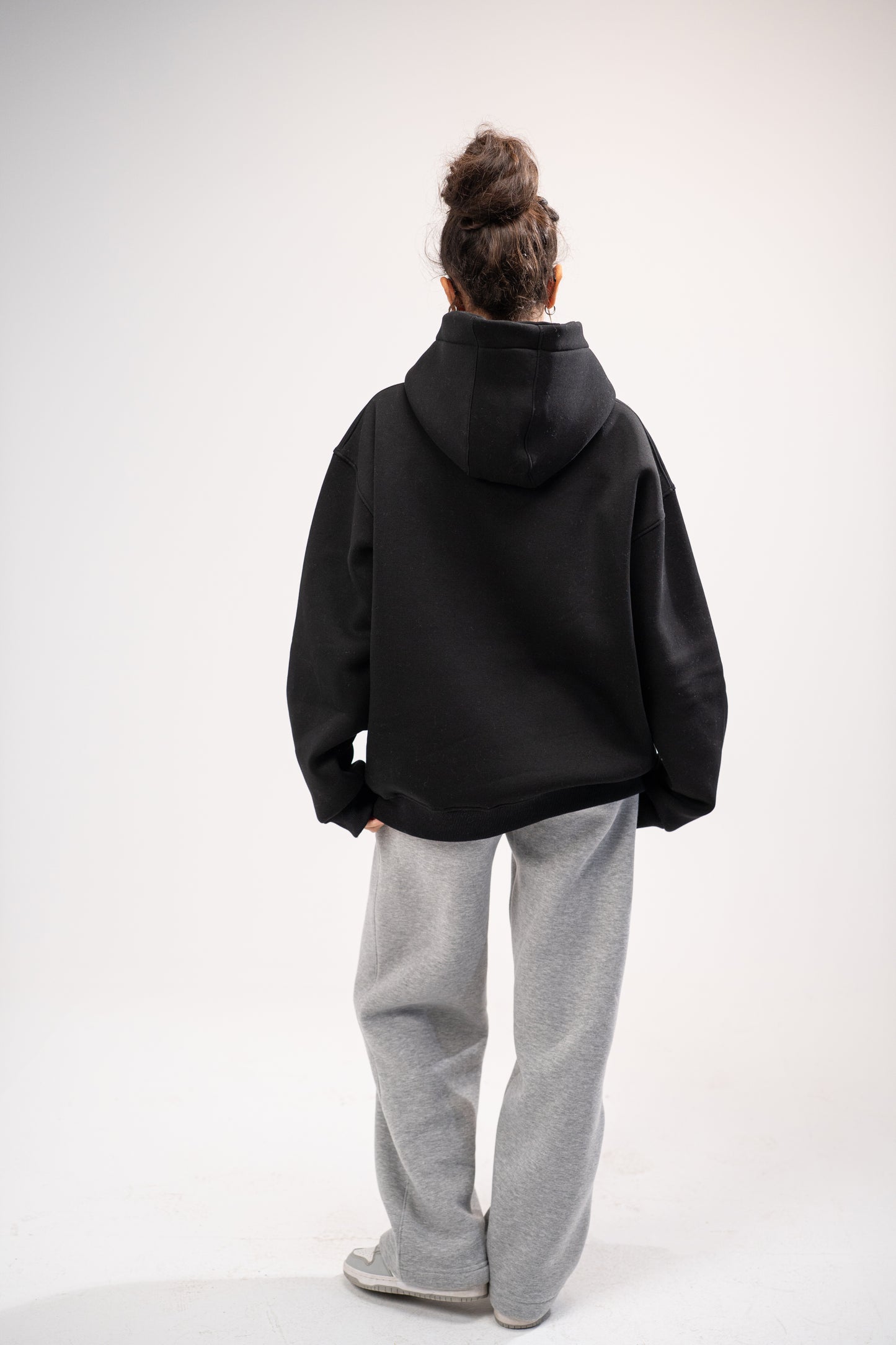 Printed Black Oversized Hoodie