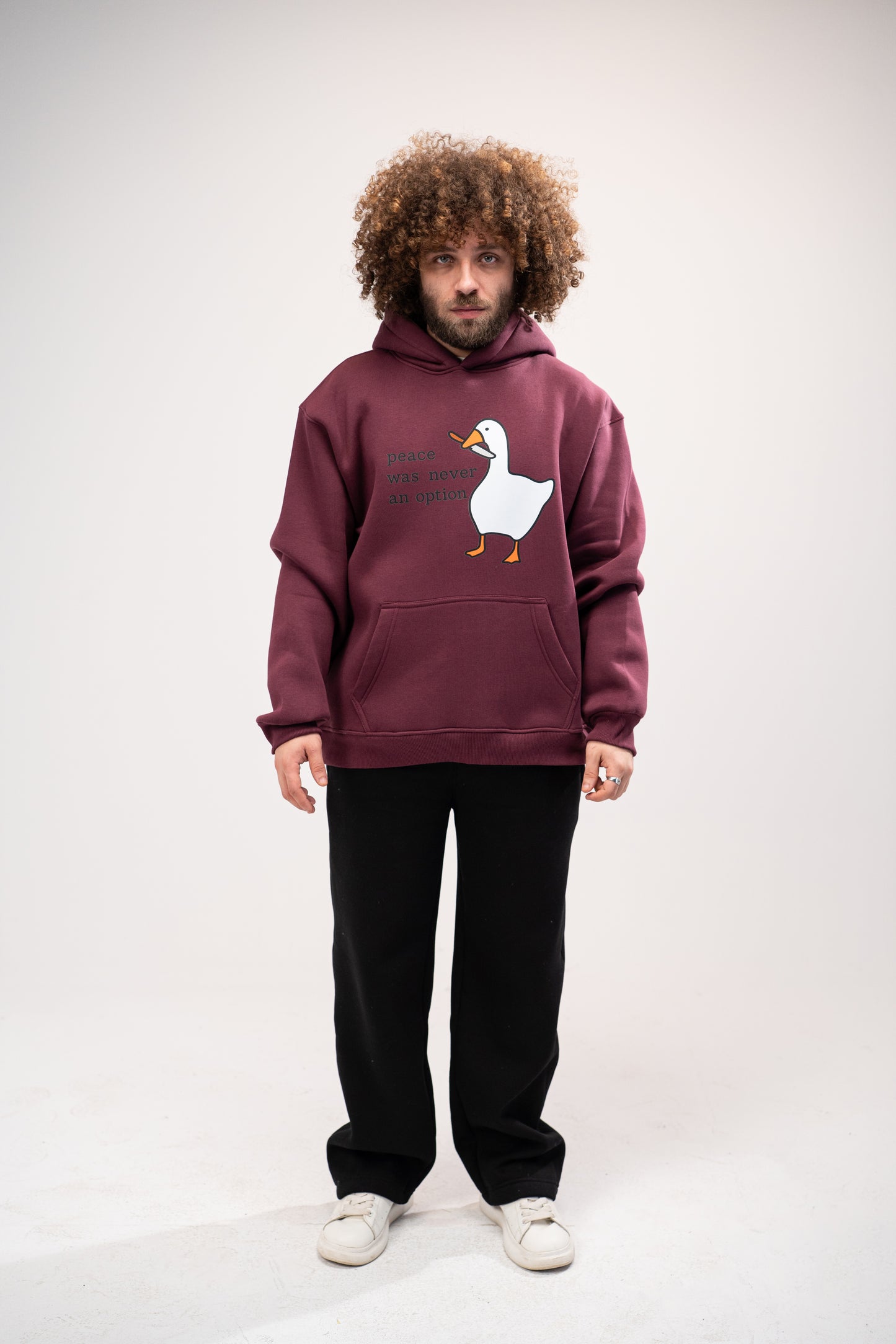 Printed Burgundy Oversized Hoodie