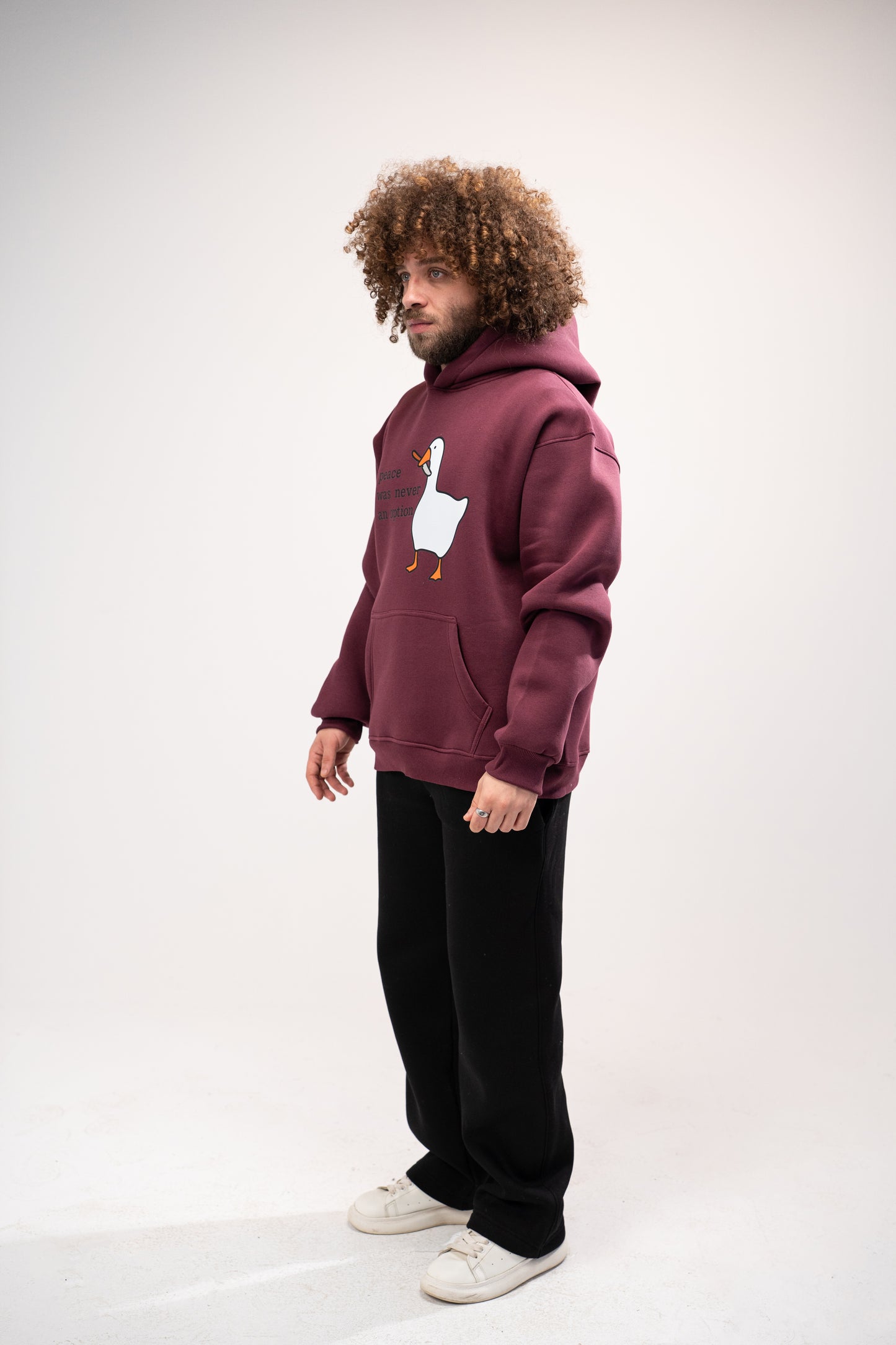 Printed Burgundy Oversized Hoodie