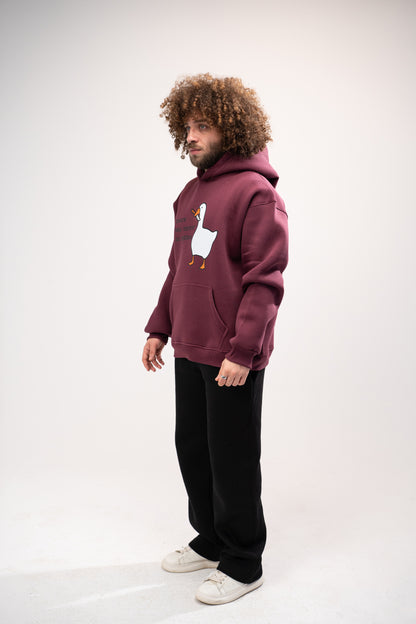 Printed Burgundy Oversized Hoodie