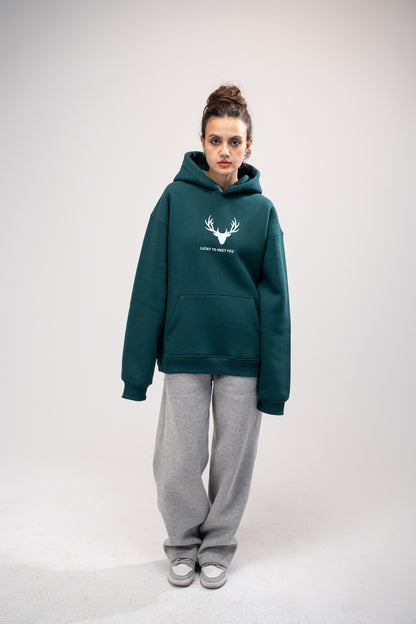 Printed Green Oversized Hoodie
