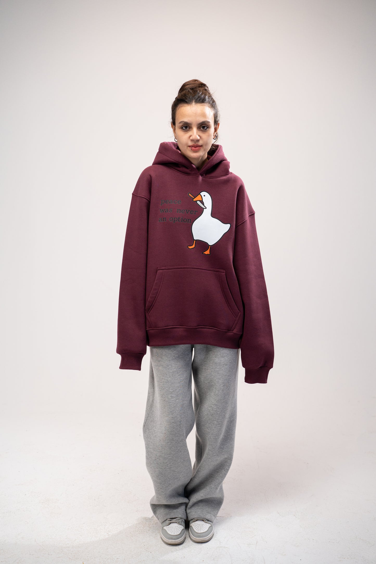 Printed Burgundy Oversized Hoodie