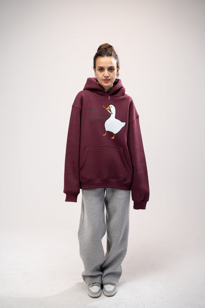 Printed Burgundy Oversized Hoodie