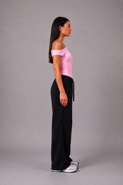 BLAQ Basic Off Shoulder Tee | Double Layered